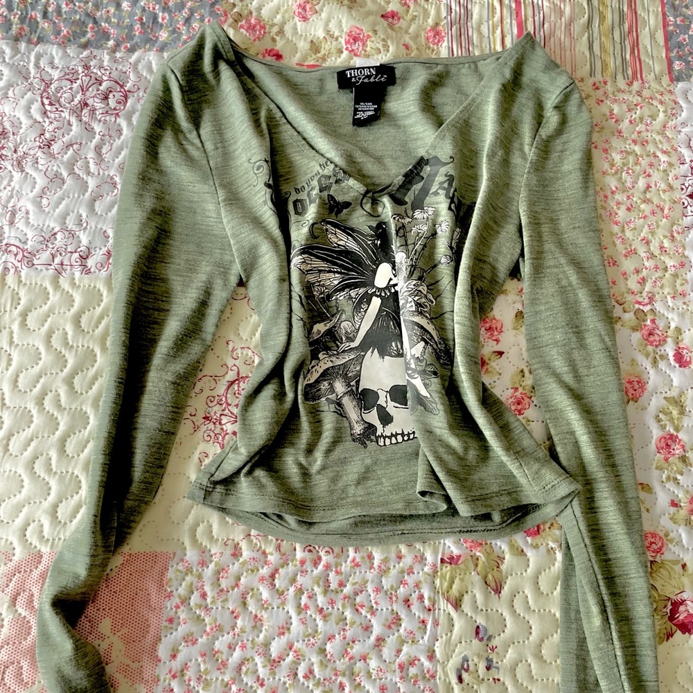 Thorn & Fable fairy grunge y2k fitted cropped long sleeve